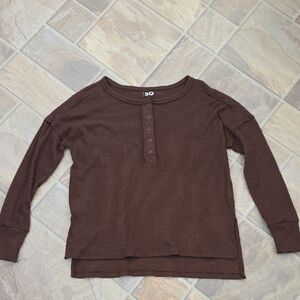 SO Chocolate Waffle Knit Henley